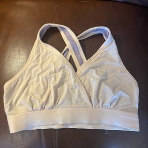 Simple Wishes Elegant Cream Cross-Back Sports Bra, Size‎ Small